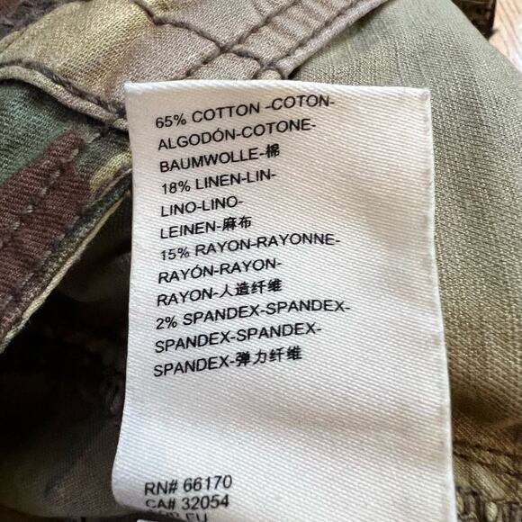 Anthropologie Pants Womens 25 Camo Linen Blend Cargo Pocket Green - Picture 8 of 12